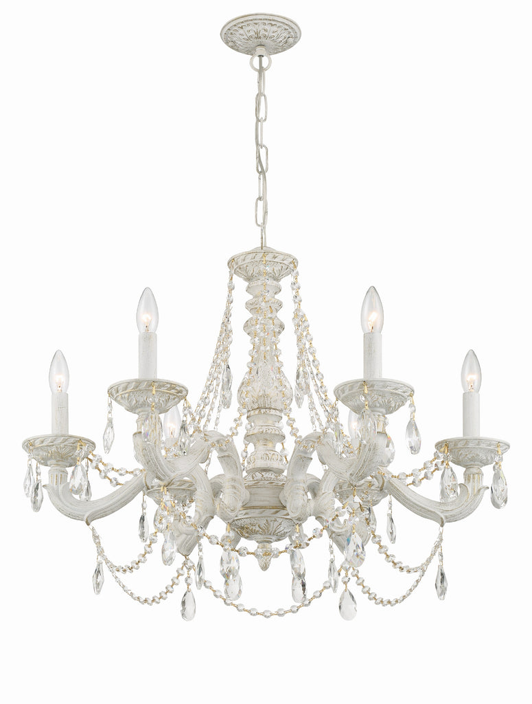 Crystorama Crystorama Paris Market 6 Light Clear Crystal Antique White Chandelier
