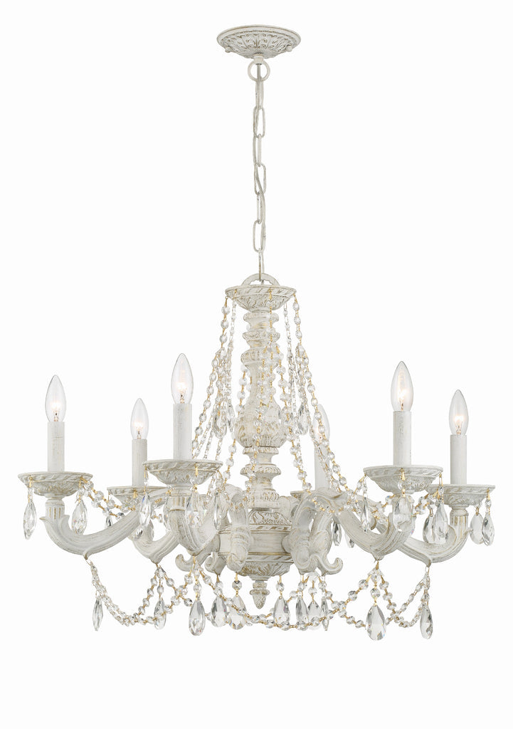 Crystorama Crystorama Paris Market 6 Light Clear Crystal Antique White Chandelier