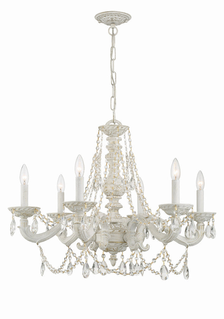 Crystorama Crystorama Paris Market 6 Light Clear Crystal Antique White Chandelier