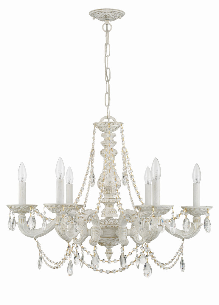 Crystorama Crystorama Paris Market 6 Light Clear Crystal Antique White Chandelier