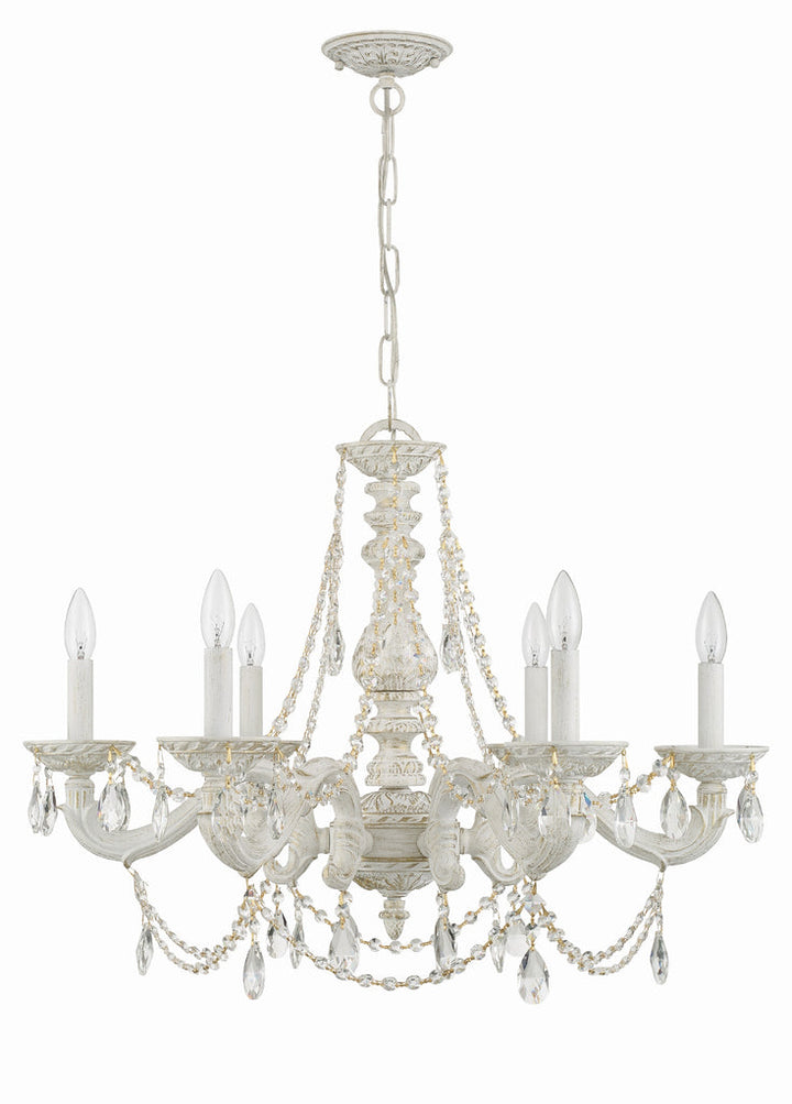 Crystorama Crystorama Paris Market 6 Light Clear Crystal Antique White Chandelier