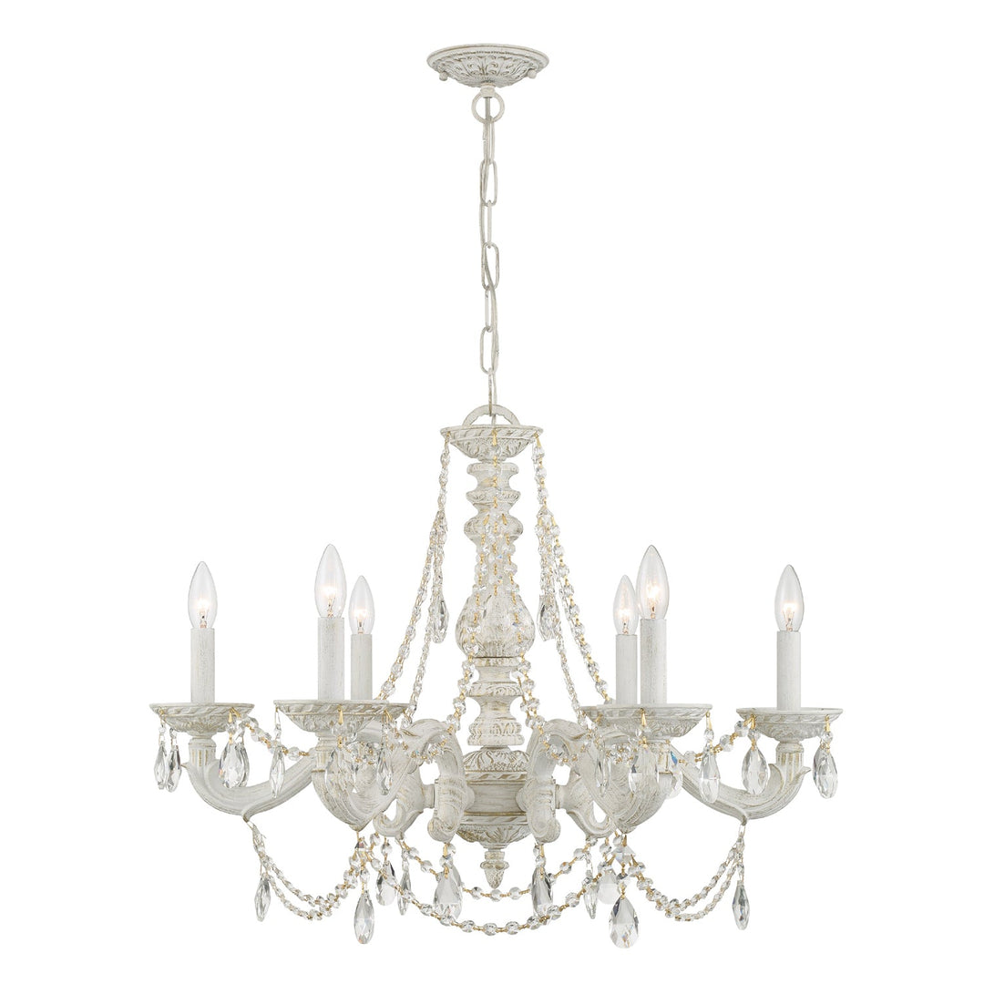 Crystorama Crystorama Paris Market 6 Light Spectra Crystal Antique White Chandelier