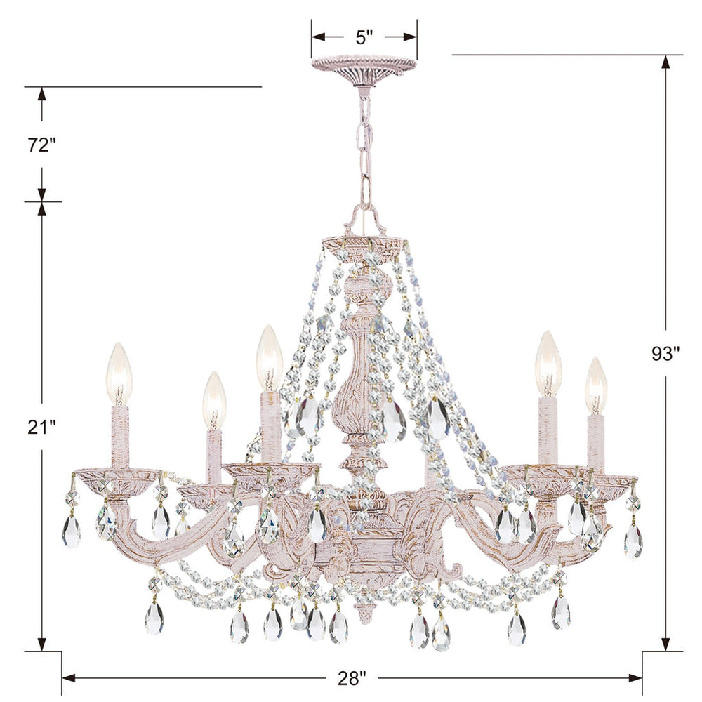 Crystorama Crystorama Paris Market 6 Light Spectra Crystal Antique White Chandelier