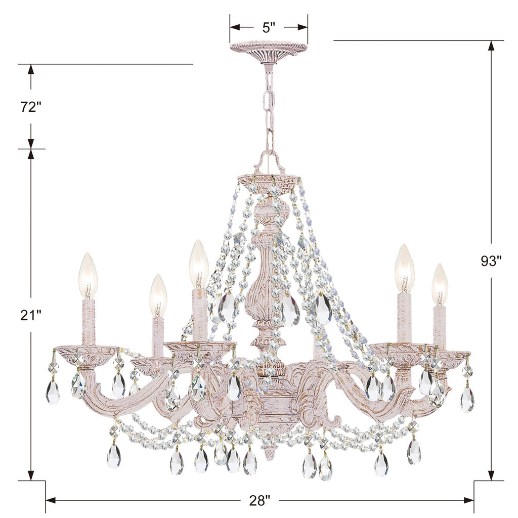 Crystorama Crystorama Paris Market 6 Light Spectra Crystal Antique White Chandelier