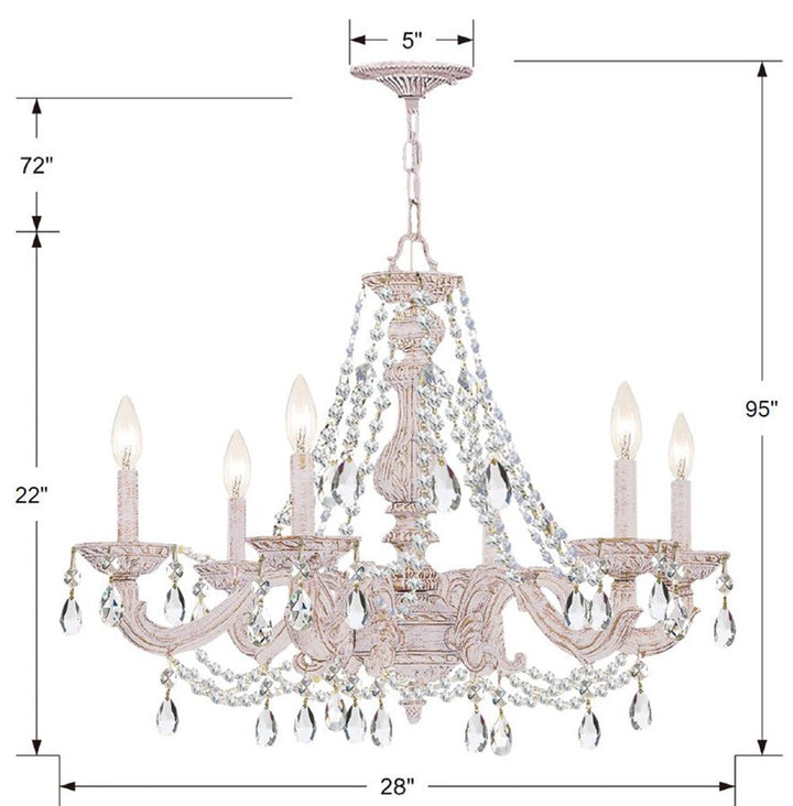 Crystorama Crystorama Paris Market 6 Light Swarovski Strass Crystal Antique White Chandelier
