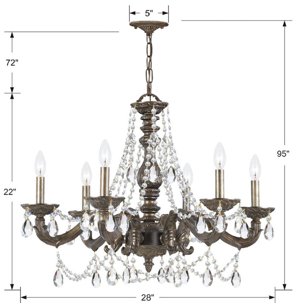 Crystorama Crystorama Paris Market 6 Light Spectra Crystal Venetian Bronze Chandelier