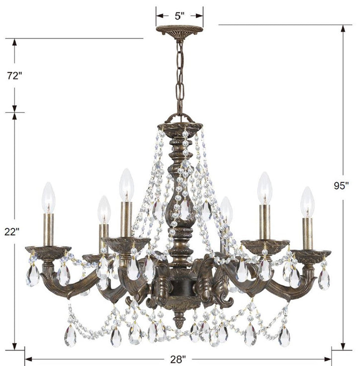 Crystorama Crystorama Paris Market 6 Light Spectra Crystal Venetian Bronze Chandelier