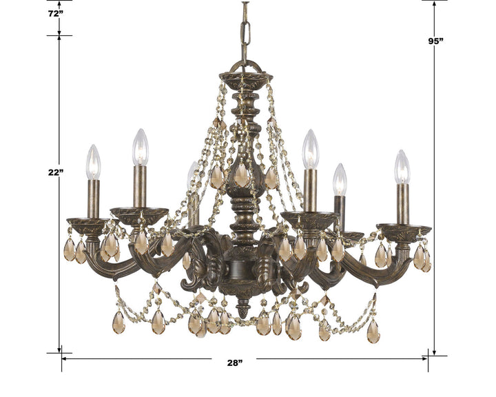 Crystorama Crystorama Paris Market 6 Light Golden Teak Hand Cut Crystal Venetian Bronze Chandelier
