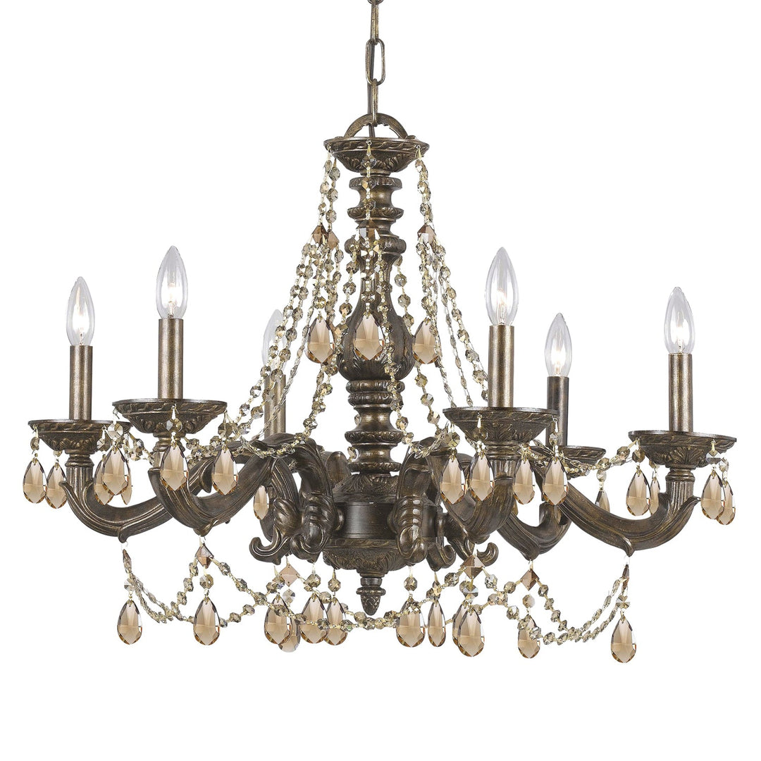 Crystorama Crystorama Paris Market 6 Light Golden Teak Swarovski Strass Venetian Bronze Chandelier