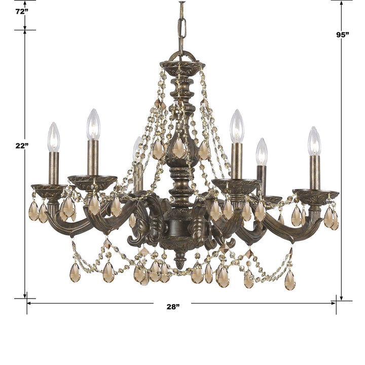 Crystorama Crystorama Paris Market 6 Light Golden Teak Swarovski Strass Venetian Bronze Chandelier