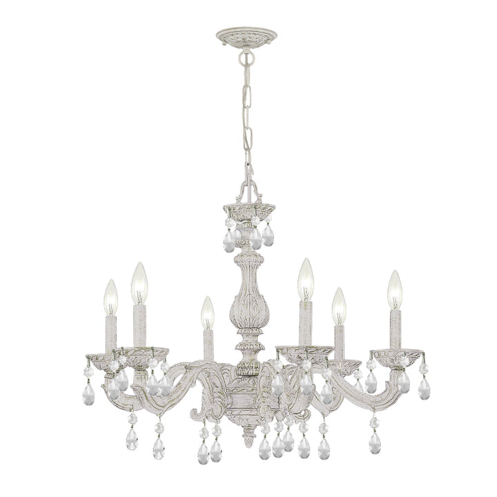 Crystorama Crystorama Paris Market 6 Light Clear Crystal Antique White Chandelier