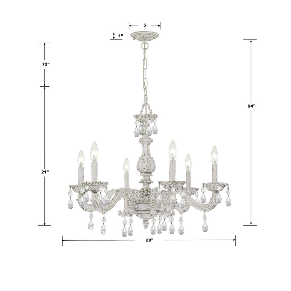 Crystorama Crystorama Paris Market 6 Light Clear Crystal Antique White Chandelier