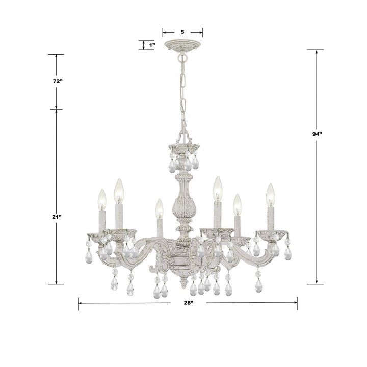 Crystorama Crystorama Paris Market 6 Light Clear Crystal Antique White Chandelier