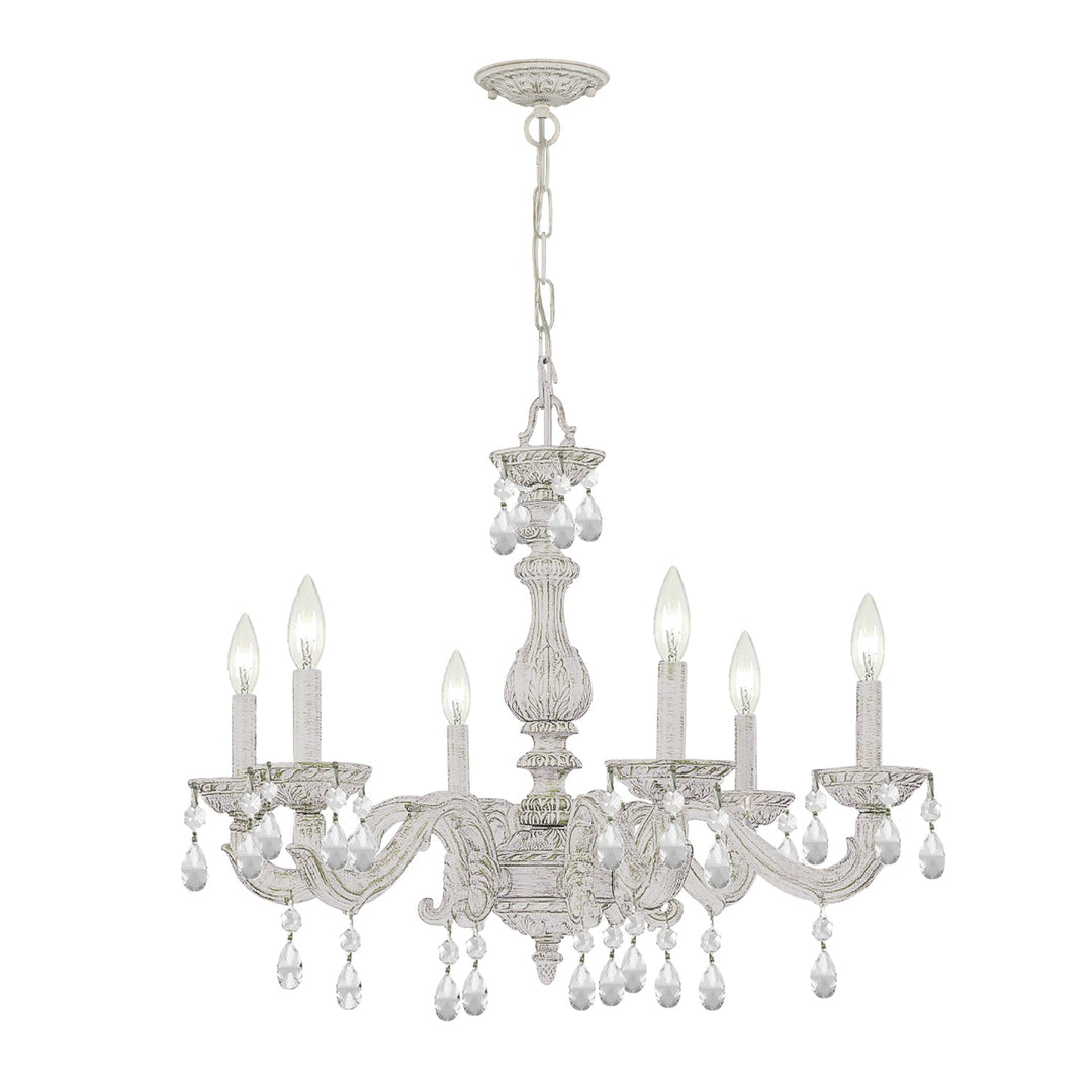 Crystorama Crystorama Paris Market 6 Light Swarovski Strass Crystal Antique White Chandelier