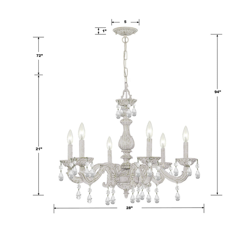 Crystorama Crystorama Paris Market 6 Light Spectra Crystal Antique White Chandelier