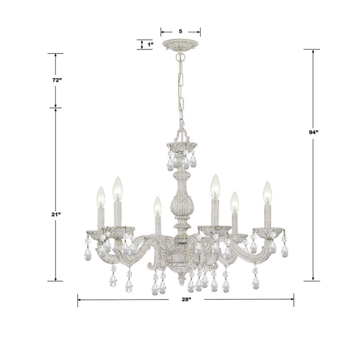 Crystorama Crystorama Paris Market 6 Light Spectra Crystal Antique White Chandelier