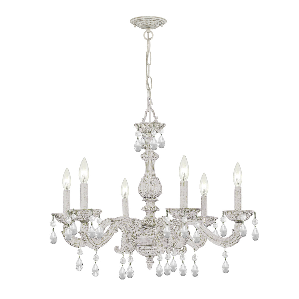 Crystorama Crystorama Paris Market 6 Light Swarovski Strass Crystal Antique White Chandelier