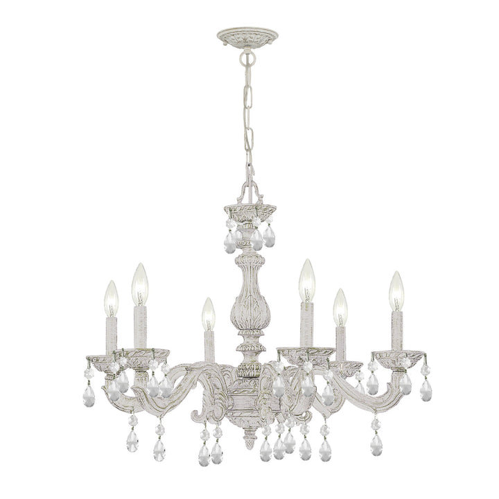 Crystorama Crystorama Paris Market 6 Light Swarovski Strass Crystal Antique White Chandelier