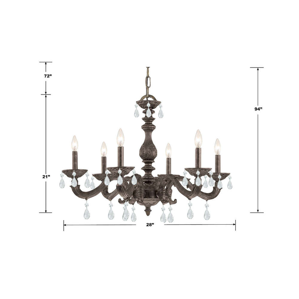 Crystorama Crystorama Paris Market 6 Light Clear Crystal Venetian Bronze Chandelier