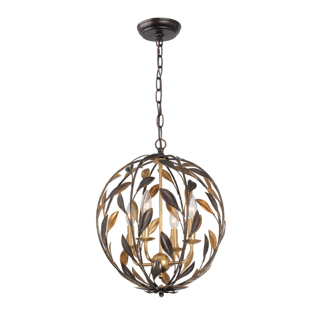 Crystorama Crystorama Broche 4 Light English Bronze + Antique Gold Sphere Mini Chandelier