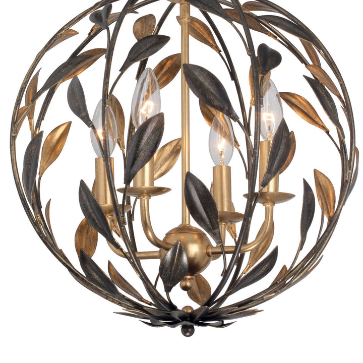 Crystorama Crystorama Broche 4 Light English Bronze + Antique Gold Sphere Mini Chandelier