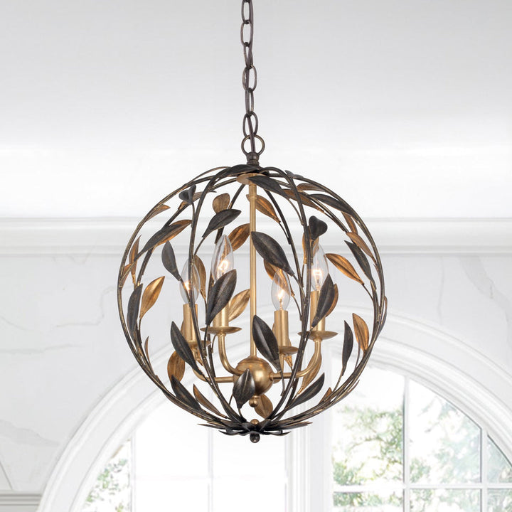 Crystorama Crystorama Broche 4 Light English Bronze + Antique Gold Sphere Mini Chandelier
