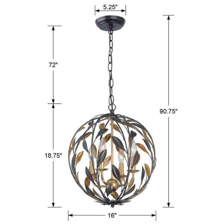 Crystorama Crystorama Broche 4 Light English Bronze + Antique Gold Sphere Mini Chandelier