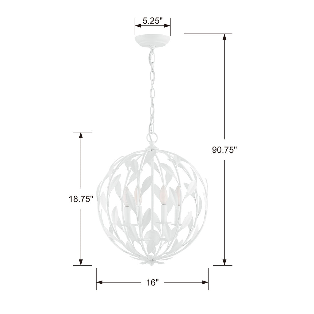 Crystorama Crystorama Broche 4 Light Matte White Mini Chandelier