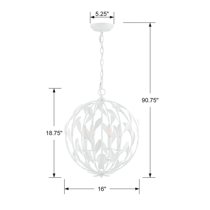 Crystorama Crystorama Broche 4 Light Matte White Mini Chandelier
