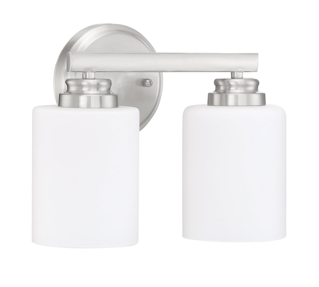 ##Antique Hardware## Bolden 2 Light Vanity in Brushed Polished Nickel (White Glass)