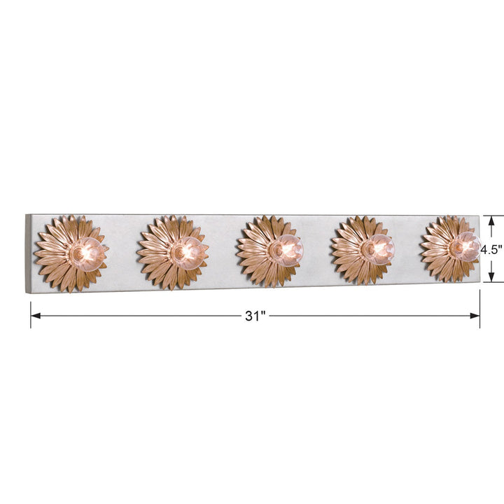Crystorama Crystorama Broche 5 Light Antique Gold + Antique Silver Bathroom Vanity