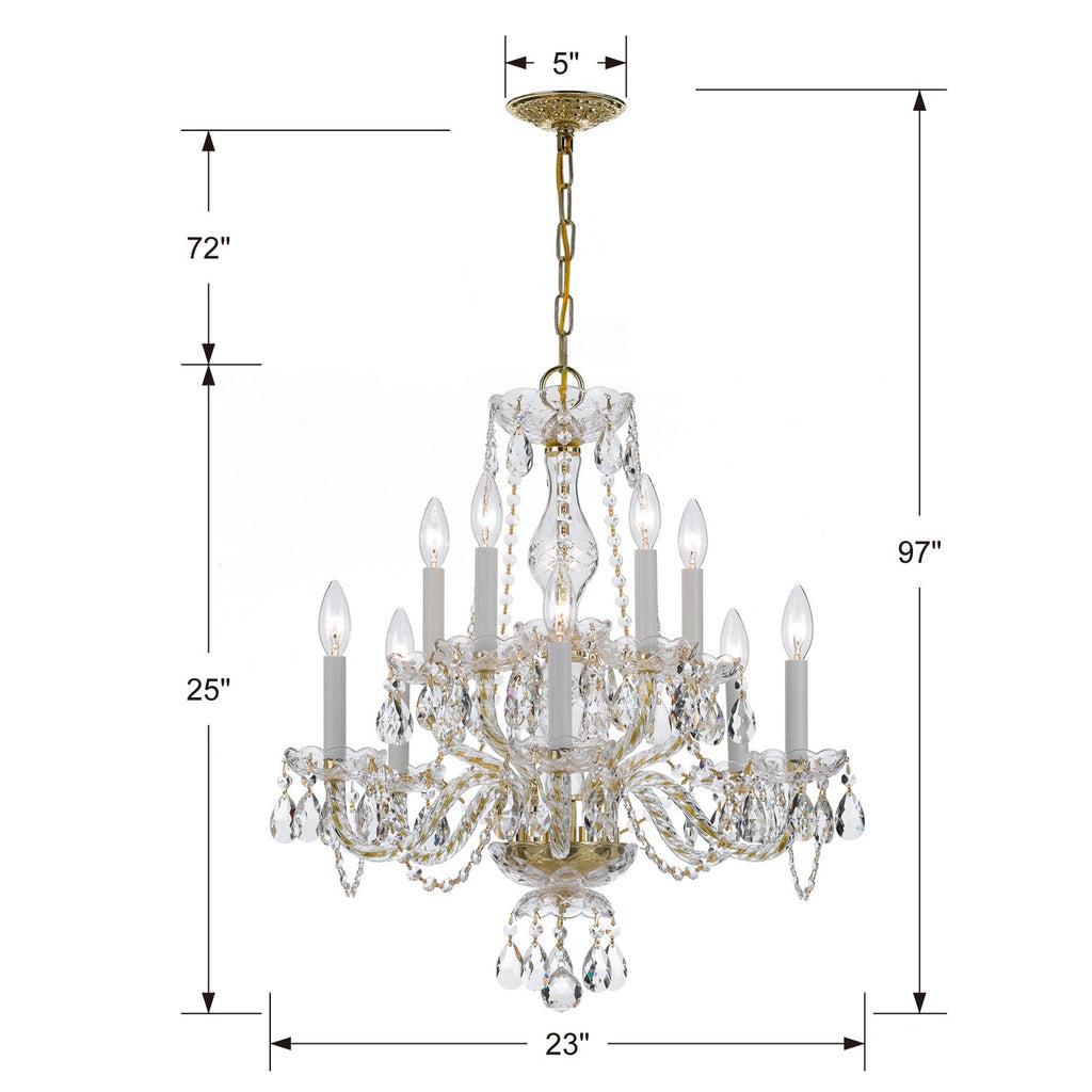 Crystorama Crystorama Traditional Crystal 10 Light Clear Crystal Polished Brass Chandelier