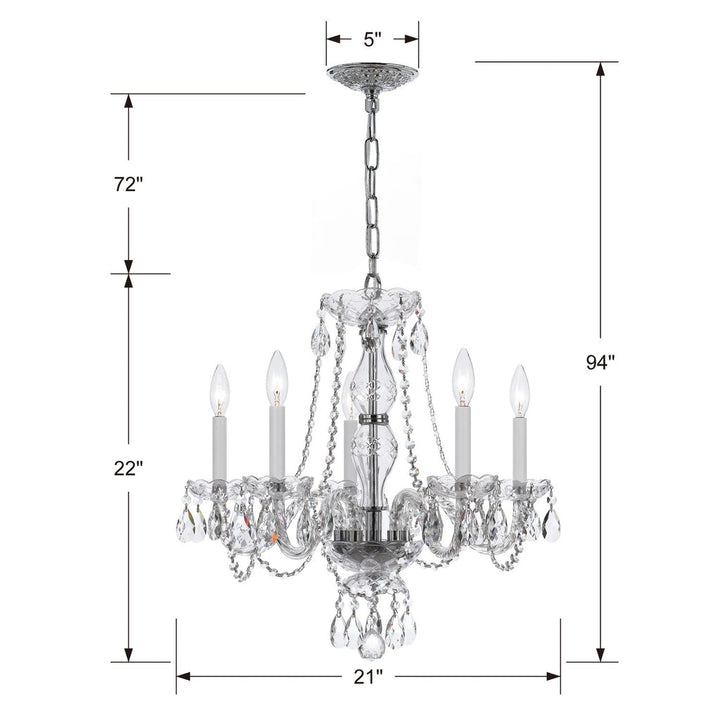 Crystorama Crystorama Traditional Crystal 5 Light Crystal Polished Chrome Chandelier
