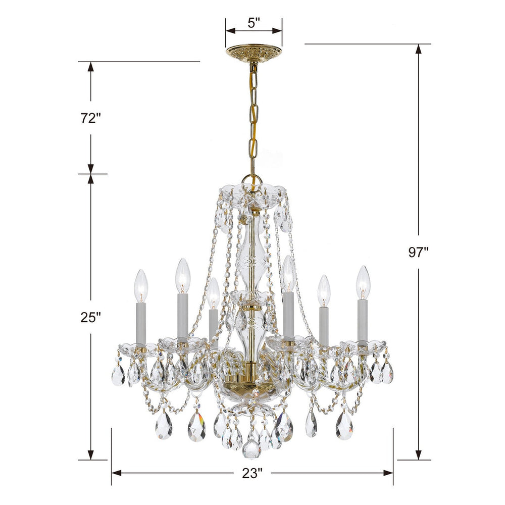 Crystorama Crystorama Traditional Crystal 6 Light Crystal Polished Brass Chandelier
