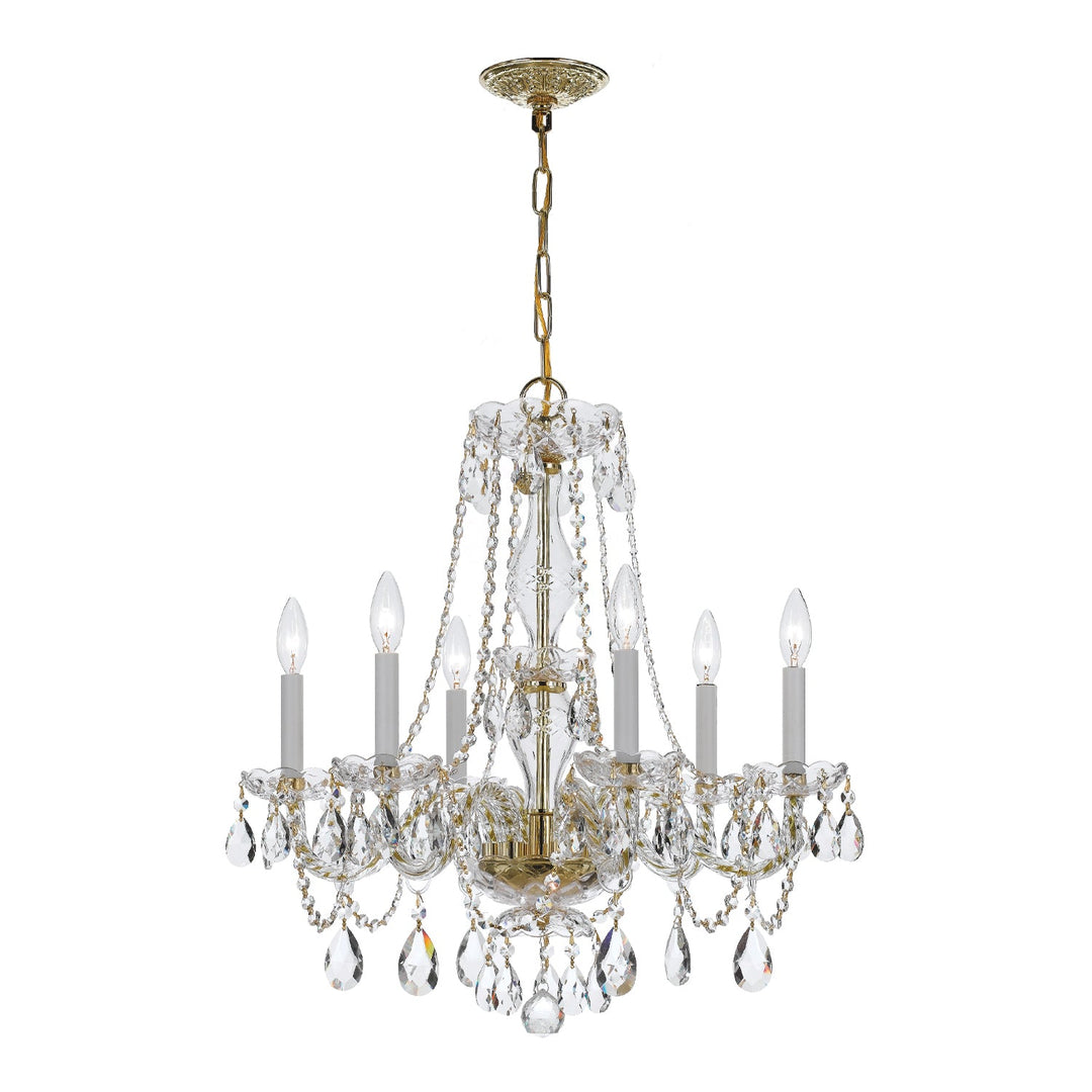 Crystorama Crystorama Traditional Crystal 6 Light Swarovski Strass Crystal Polished Brass Chandelier