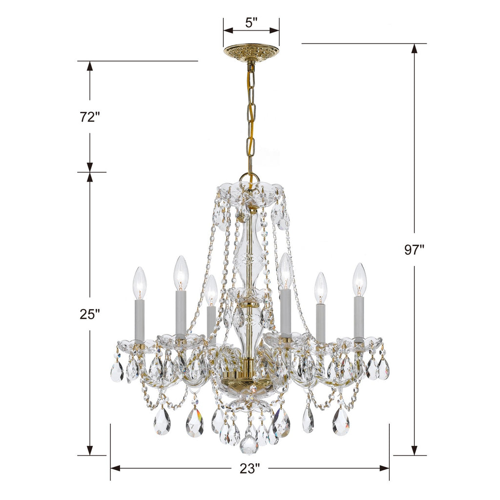 Crystorama Crystorama Traditional Crystal 6 Light Swarovski Strass Crystal Polished Brass Chandelier