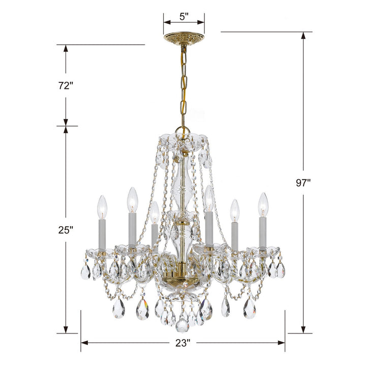 Crystorama Crystorama Traditional Crystal 6 Light Swarovski Strass Crystal Polished Brass Chandelier