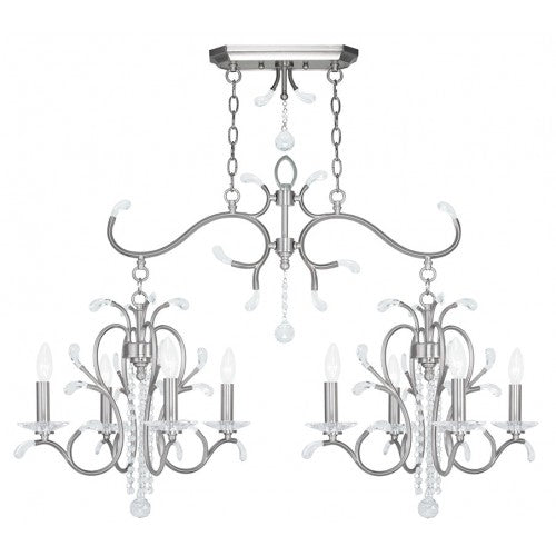 4 Light + 4 Light BN Linear Chandelier Livex
