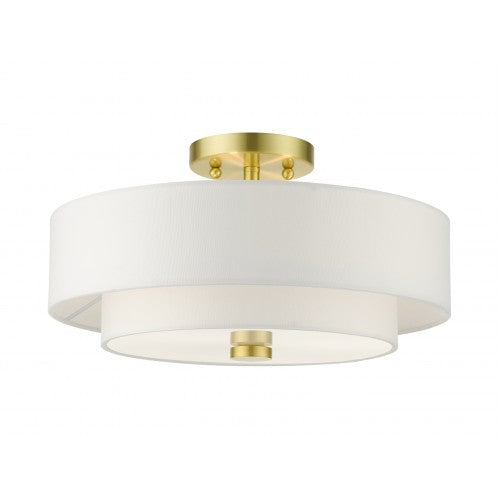 3 Light Satin Brass Semi Flush Livex