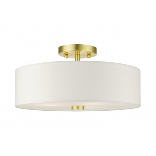 3 Light Satin Brass Semi Flush Livex