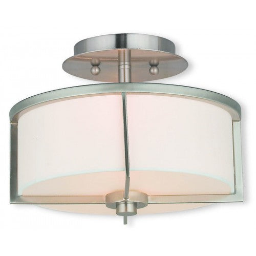 2 Light Brushed Nickel Ceiling Mount Livex