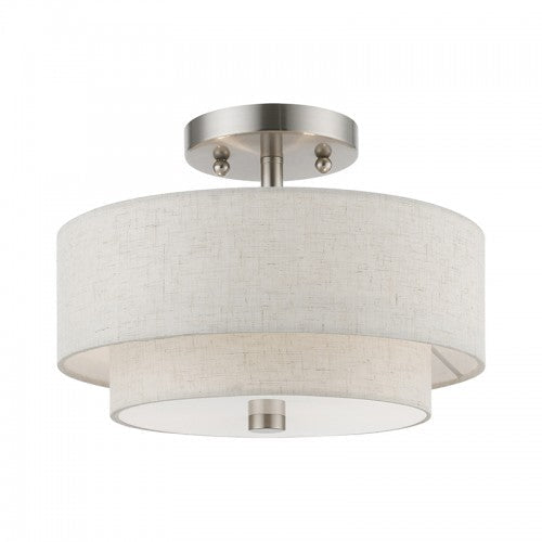 2 Light Brushed Nickel Semi-Flush Livex