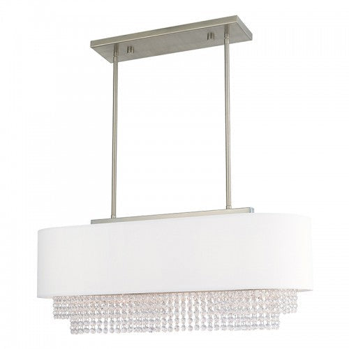 3 Light Brushed Nickel Linear Chandelier Livex