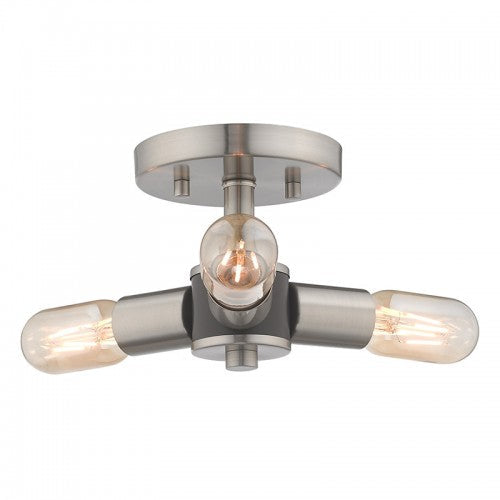 3 Light Brushed Nickel Ceiling Mount Livex