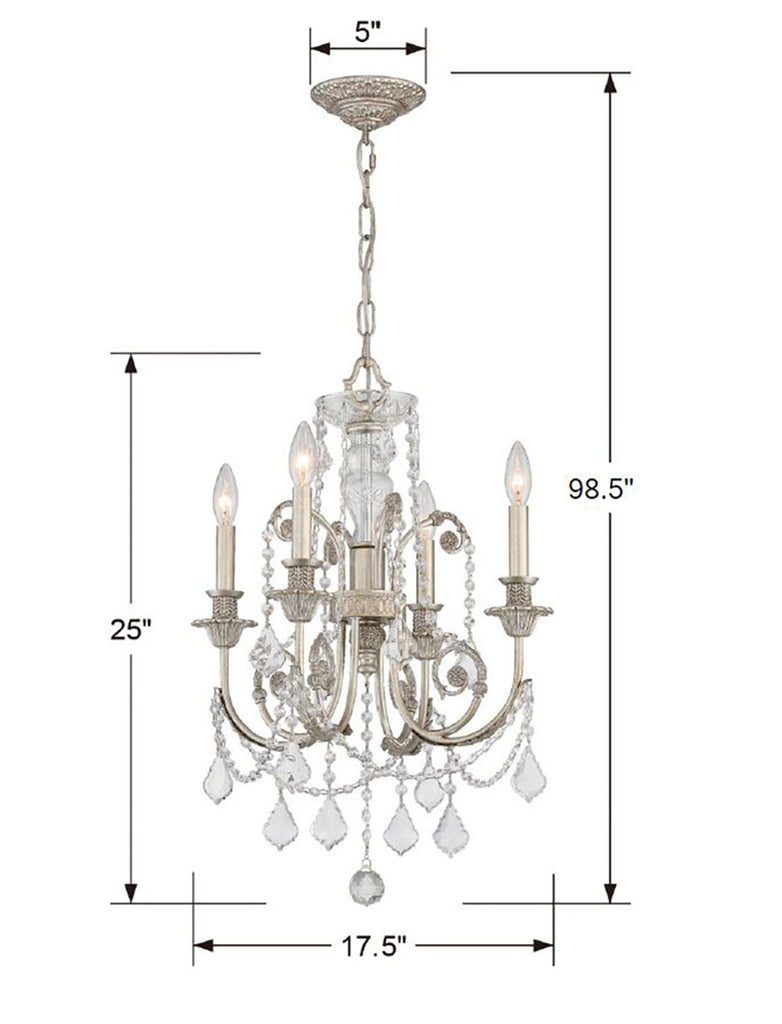 Crystorama Crystorama Regis 4 Light Swarovski Strass Crystal Olde Silver Chandelier