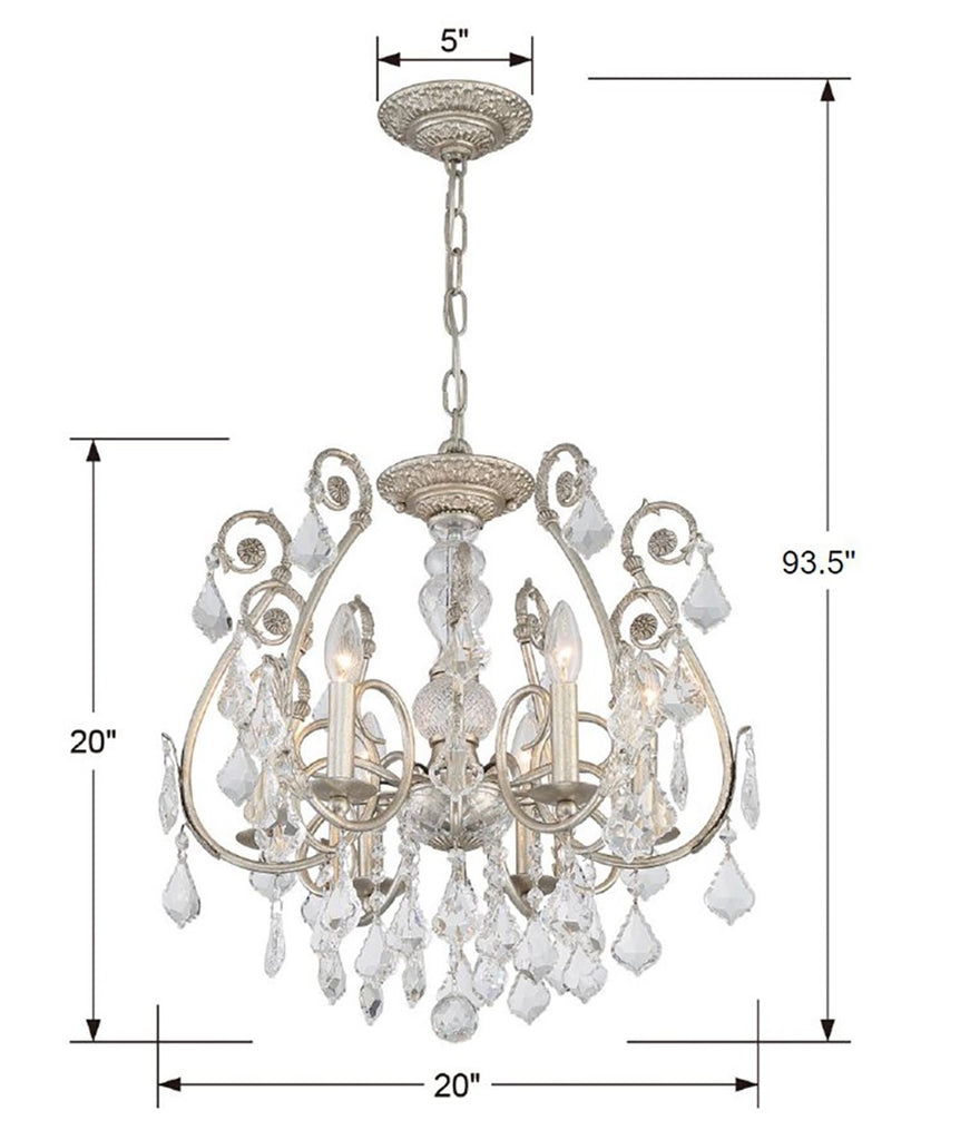 Crystorama Crystorama Regis 6 Light Hand Cut Crystal Olde Silver Chandelier