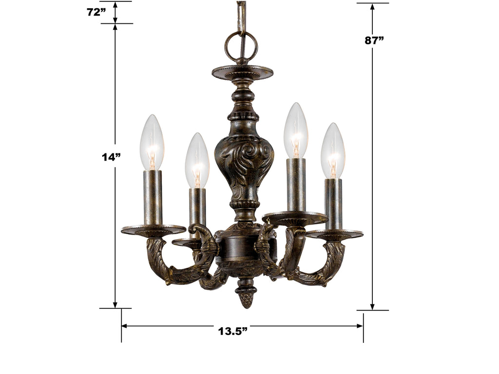 Crystorama Crystorama Paris Market 4 Light Venetian Bronze Mini Chandelier