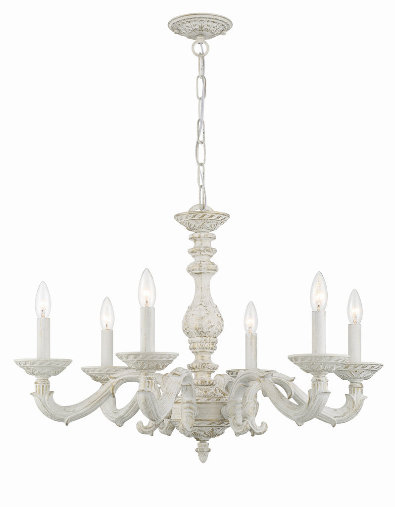 Crystorama Crystorama Paris Market 6 Light Antique White Chandelier