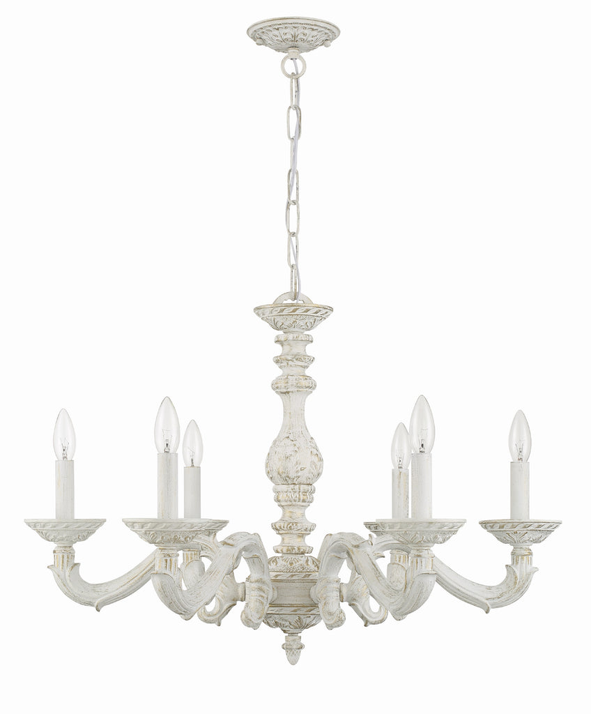 Crystorama Crystorama Paris Market 6 Light Antique White Chandelier
