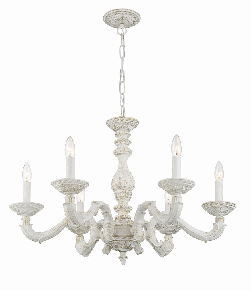 Crystorama Crystorama Paris Market 6 Light Antique White Chandelier